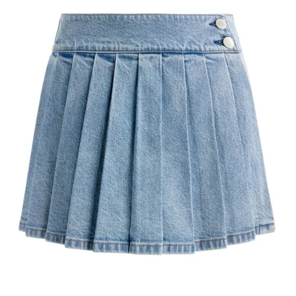 Alice + Olivia Short Noah Denim Pleated Skort size 28 - Picture 9 of 11